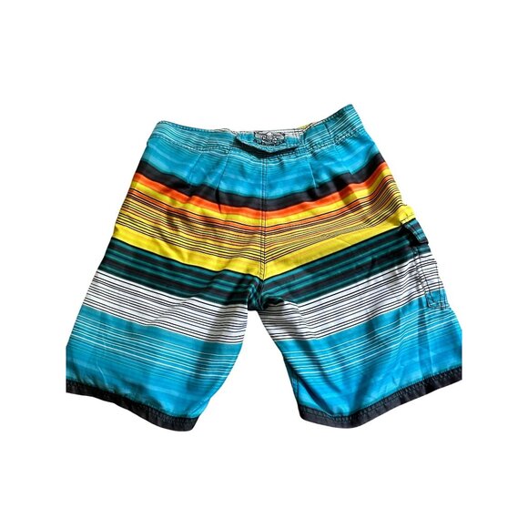 Just Bones Boardwear Boys Striped Boardshorts Size 32 Adjustable Waist 100% Poly - Picture 6 of 8